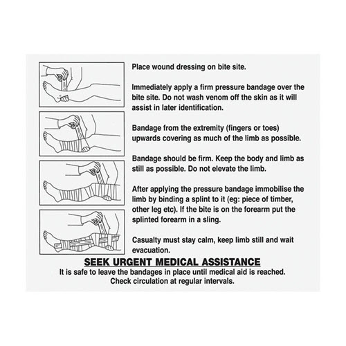 Snake Bite Instruction Card
